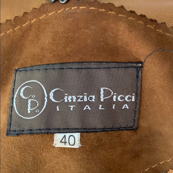 Italian sueded-leather fitted copper long blazer - Picture 3 of 7